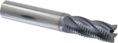 Accupro - 7/16" Diam, Fine Pitch, 1" LOC, 5 Flute Solid Carbide Roughing Square End Mill - TiCN Finish, 2-3/4" OAL, 7/16" Shank Diam, Single End, 30° Helix - USA Tool & Supply