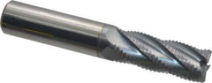 Accupro - 1/2" Diam, Fine Pitch, 1-1/4" LOC, 5 Flute Solid Carbide Roughing Square End Mill - TiCN Finish, 3" OAL, 1/2" Shank Diam, Single End, 30° Helix - USA Tool & Supply
