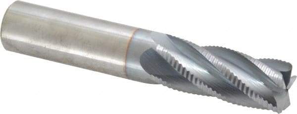 Accupro - 5/8" Diam, Fine Pitch, 1-1/2" LOC, 5 Flute Solid Carbide Roughing Square End Mill - TiCN Finish, 3-1/2" OAL, 5/8" Shank Diam, Single End, 30° Helix - USA Tool & Supply