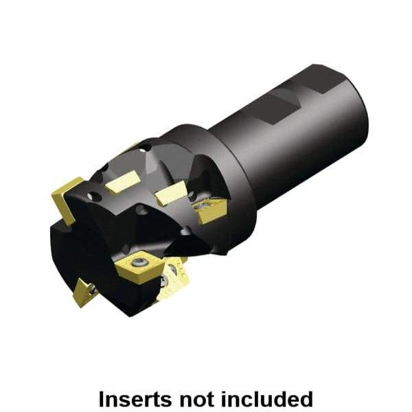 Kennametal - 2" Cut Diam, 1.691" Max Depth of Cut, 1-1/4" Shank Diam, 4.53" OAL, Indexable Square Shoulder Helical End Mill - SD.T 43.. Inserts, Weldon Shank, Through Coolant - USA Tool & Supply