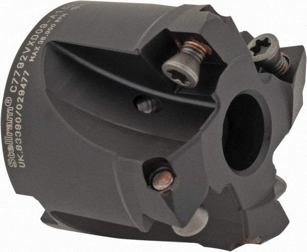 Kennametal - 1-1/2" Cut Diam, 0.059" Max Depth, 1/2" Arbor Hole, 4 Inserts, XD 09 Insert Style, Indexable Copy Face Mill - C7792VXD09-A1.50Z04R Cutter Style, 1.26" High, Through Coolant, Series 7792 - USA Tool & Supply