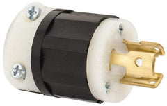 Leviton - 125 VAC, 15 Amp, L5-15P Configuration, Industrial Grade, Self Grounding Plug - 1 Phase, 2 Poles, 0.24 to 0.7 Inch Cord Diameter - USA Tool & Supply