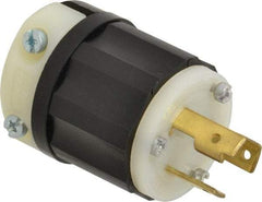 Leviton - 125 VAC, 30 Amp, L5-30P Configuration, Industrial Grade, Self Grounding Plug - 1 Phase, 2 Poles, 0.385 to 0.86 Inch Cord Diameter - USA Tool & Supply