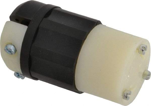Leviton - 125 VAC, 20 Amp, L5-30R Configuration, Industrial Grade, Self Grounding Connector - 1 Phase, 2 Poles, 0.385 to 0.86 Inch Cord Diameter - USA Tool & Supply