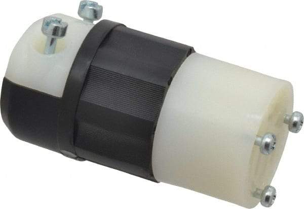 Leviton - 125 VAC, 15 Amp, 5-15R NEMA, Straight, Self Grounding, Industrial Grade Connector - 2 Pole, 3 Wire, 1 Phase, Nylon, Black, White - USA Tool & Supply