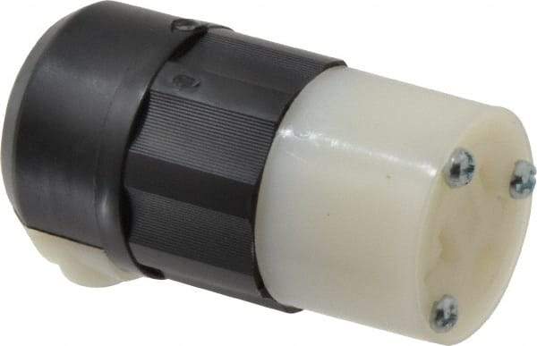 Leviton - 125 VAC, 20 Amp, 5-20R NEMA, Straight, Self Grounding, Industrial Grade Connector - 2 Pole, 3 Wire, 1 Phase, Nylon, Black, White - USA Tool & Supply