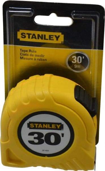 Stanley - 30' x 1" Yellow Blade Tape Measure - 1/16" Graduation, Inch Graduation Style, Yellow Case - USA Tool & Supply