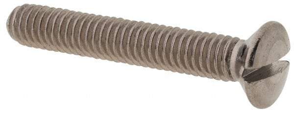 Value Collection - M4x0.70 Metric Coarse, 25mm OAL Slotted Drive Machine Screw - Oval Head, Grade 18-8 & A2 Stainless Steel, Uncoated, Without Washer - USA Tool & Supply