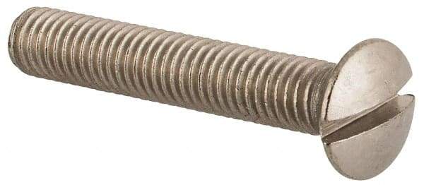 Value Collection - M5x0.80 Metric Coarse, 30mm OAL Slotted Drive Machine Screw - Oval Head, Grade 18-8 & A2 Stainless Steel, Uncoated, Without Washer - USA Tool & Supply