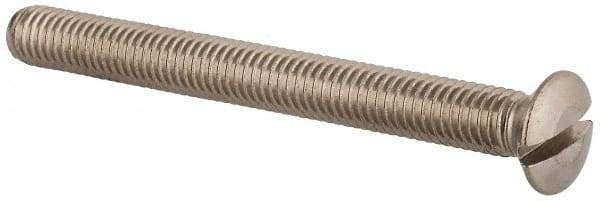 Value Collection - M5x0.80 Metric Coarse, 50mm OAL Slotted Drive Machine Screw - Oval Head, Grade 18-8 & A2 Stainless Steel, Uncoated, Without Washer - USA Tool & Supply