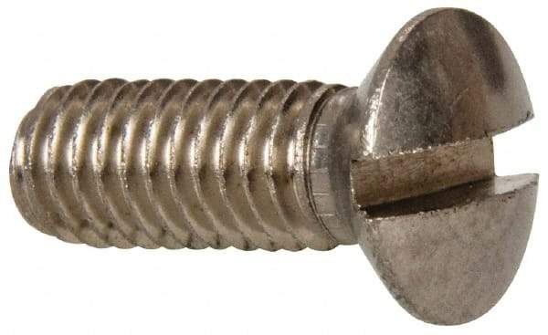 Value Collection - M6x1.00 Metric Coarse, 16mm OAL Slotted Drive Machine Screw - Oval Head, Grade 18-8 & A2 Stainless Steel, Uncoated, Without Washer - USA Tool & Supply