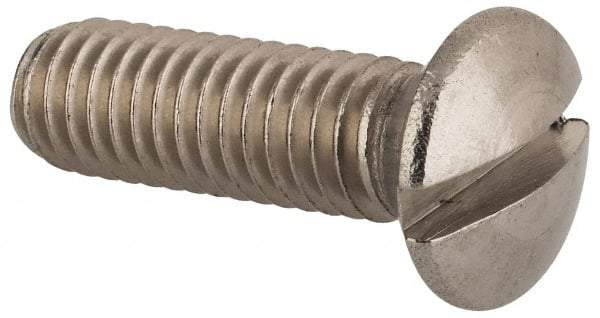 Value Collection - M6x1.00 Metric Coarse, 20mm OAL Slotted Drive Machine Screw - Oval Head, Grade 18-8 & A2 Stainless Steel, Uncoated, Without Washer - USA Tool & Supply