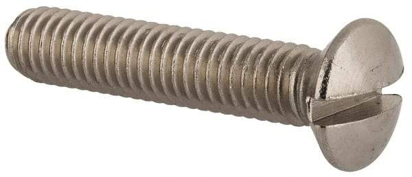 Value Collection - M6x1.00 Metric Coarse, 30mm OAL Slotted Drive Machine Screw - Oval Head, Grade 18-8 & A2 Stainless Steel, Uncoated, Without Washer - USA Tool & Supply
