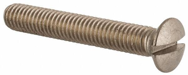 Value Collection - M6x1.00 Metric Coarse, 40mm OAL Slotted Drive Machine Screw - Oval Head, Grade 18-8 & A2 Stainless Steel, Uncoated, Without Washer - USA Tool & Supply