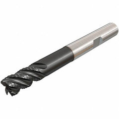 Iscar - 16mm Diam, Coarse Pitch, 24mm LOC, 5 Flute Solid Carbide 45° Corner Chamfer Roughing End Mill - TiAlN Finish, 115mm OAL, 16mm Shank Diam, Single End, Centercutting, 45° Helix - USA Tool & Supply
