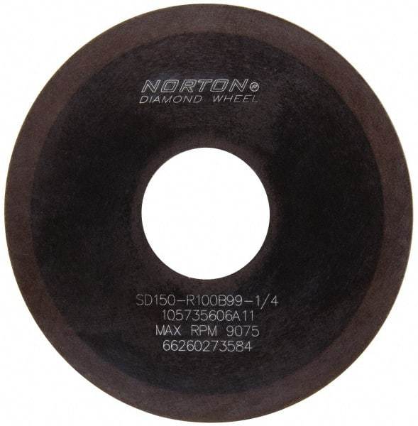 Norton - 4" Diam x 1-1/4" Hole x 1/16" Thick, 150 Grit Surface Grinding Wheel - Diamond, Type 1A1, Very Fine Grade, Resinoid Bond - USA Tool & Supply