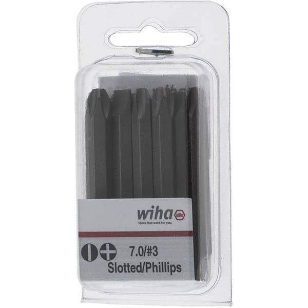 Wiha - 1/4" Drive, #3 Reversible Phillips/Slotted Screwdriver Bit - 2-3/8" OAL - USA Tool & Supply