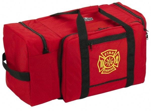 Ergodyne - 3 Pocket, 7,280 Cubic Inch, 600D Polyester Empty Gear Bag - 21 Inch Wide x 15 Inch Deep x 16 Inch High, Red, Fire and Rescue Logo, Model No. 5005P - USA Tool & Supply