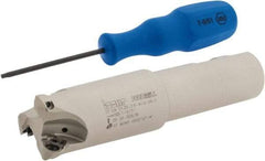 Iscar - 1-1/4" Cut Diam, 0.06" Max Depth, 1" Shank Diam, Weldon Shank Indexable High-Feed End Mill - Screw Holding Method, FF WOMT/WOCT, FF WOMW Insert, FF EW Toolholder, Through Coolant - USA Tool & Supply