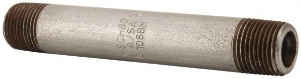 Value Collection - Schedule 80, 3/8" Diam x 4" Long Black Pipe Nipple - Threaded - USA Tool & Supply