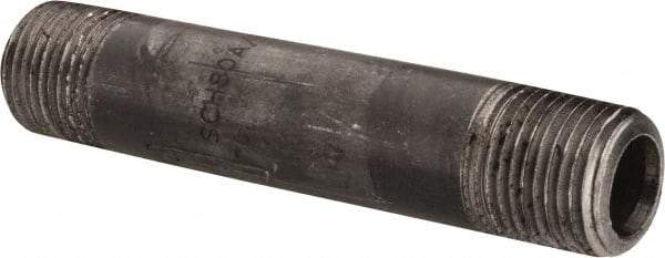 Value Collection - Schedule 80, 1/2" Diam x 4" Long Black Pipe Nipple - Threaded - USA Tool & Supply