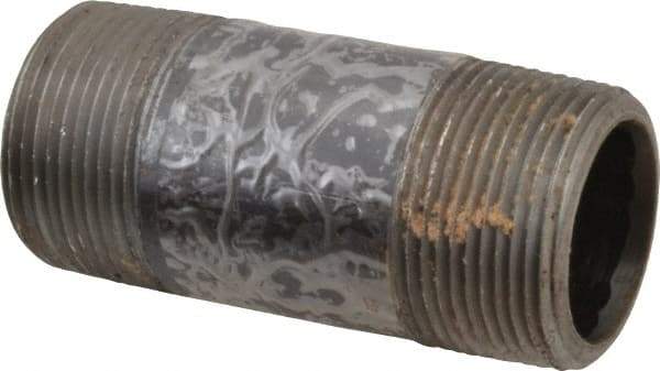 Value Collection - Schedule 80, 1-1/4" Diam x 3-1/2" Long Black Pipe Nipple - Threaded - USA Tool & Supply