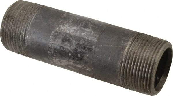 Value Collection - Schedule 80, 1-1/4" Diam x 5" Long Black Pipe Nipple - Threaded - USA Tool & Supply