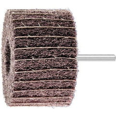 PFERD - 3" Diam x 2" Face Width, Aluminum Oxide Nonwoven Mounted Flap Wheel - 1/4" Shank Mount, 100 Grit, 7,500 Max RPM - USA Tool & Supply