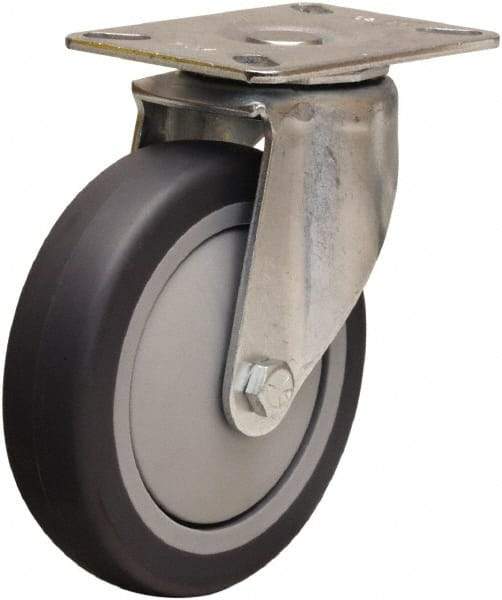 Hamilton - 5" Diam x 1-3/8" Wide x 6-1/16" OAH Top Plate Mount Swivel Caster - Rubber Mold on Polyolefin, 275 Lb Capacity, Precision Ball Bearing, 3-1/8 x 4-1/8" Plate - USA Tool & Supply
