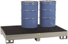 Little Giant - 99 Gal Sump, 6,000 Lb Capacity, 6 Drum, Steel Spill Deck or Pallet - 51" Long x 76" Wide x 10-1/2" High, Gray and Black, Liftable Fork, Vertical, 2 x 3 Drum Configuration - USA Tool & Supply