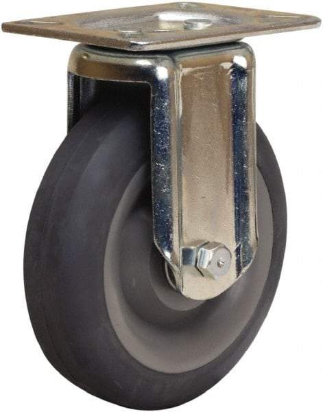 Hamilton - 5" Diam x 1-3/8" Wide x 6-1/16" OAH Top Plate Mount Rigid Caster - Rubber Mold on Polyolefin, 275 Lb Capacity, Precision Ball Bearing, 3-1/8 x 4-1/8" Plate - USA Tool & Supply