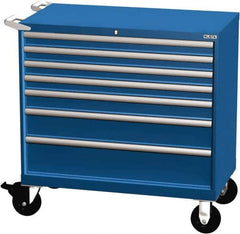 LISTA - 7 Drawer 440 Lb Capacity Steel Tool Roller Cabinet - 40-1/4" Wide x 41-1/2" High x 22-1/2" Deep, Roller Bearing Drawer Slides, Blue - USA Tool & Supply