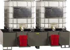 Little Giant - 400 Gallon Steel IBC Sump - 99 Inch Long x 51 Inch Wide x 23 Inch High, 2 Totes, 10,000 Lbs. Load Capacity, Include (2) Removable Pail Holder Shelves - USA Tool & Supply