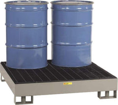 Little Giant - 66 Gal Sump, 4,000 Lb Capacity, 4 Drum, Steel Platform - 51" Long x 51" Wide x 10-1/2" High, Gray, Liftable Fork, Low Profile, Vertical, 2 x 2 Drum Configuration - USA Tool & Supply