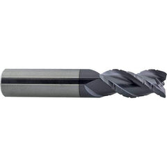 ProMax - 1" Diam, 1-3/4" LOC, 3 Flute Solid Carbide Roughing & Finishing Corner Radius End Mill - AlTiN Finish, 4" OAL, 1" Shank Diam, Weldon Shank, 40° Helix, Centercutting - USA Tool & Supply