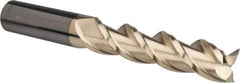 ProMax - 3/4", 3-1/4" LOC, 3/4" Shank Diam, 6" OAL, 3 Flute, Solid Carbide Square End Mill - Single End, ZrN Finish, Spiral Flute, 40° Helix, Centercutting, Right Hand Cut, Right Hand Flute, Series 109 - USA Tool & Supply