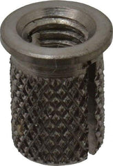 E-Z LOK - #10-32 UNF Grade 303 Stainless Steel Flanged Press Fit Threaded Insert for Plastic - 3/8" OAL, 0.262" Insert Diam, 1/4" Hole Diam, 1/4" Drill - USA Tool & Supply