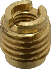 E-Z LOK - 1/4-28, Brass Knife Insert - 3/8" Drill, 3/8" Hole Diam, 1/2" Long, 0.6" Min Grip - USA Tool & Supply