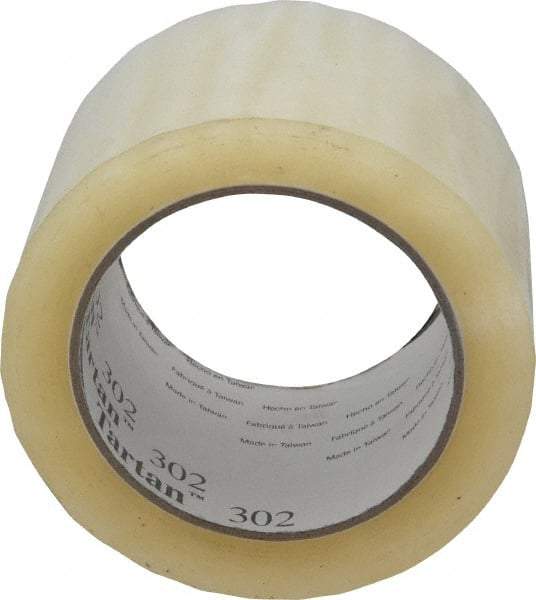 3M - 3" x 110 Yd Clear Acrylic Adhesive Sealing Tape - Polypropylene Film Backing, 1.6 mil Thick, 40 Lb Tensile Strength, Series 302 - USA Tool & Supply