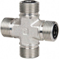 Parker - 1/2" OD, Steel Union Cross - 9,200 Max Working psi, 3/4" Hex, O-ring Face Seal Ends - USA Tool & Supply