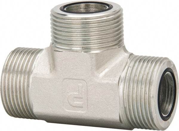 Parker - 1" OD, Steel Union Tee - 6,000 Max Working psi, 1-7/16" Hex, O-ring Face Seal Ends - USA Tool & Supply