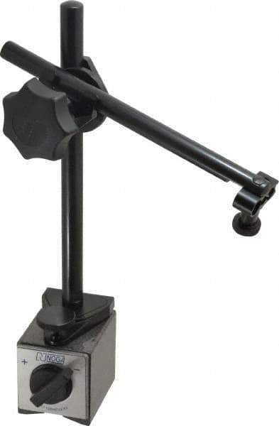Noga - 175 Lb Magnetic Force, Fine Adjustment Indicator Positioner & Holder with Base - Post & Articulated Arm, Rectangular Base, 55mm Base Height, 60mm Base Length, 50mm Base Width - USA Tool & Supply