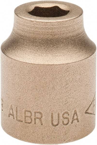 Ampco - 3/8", 1/2" Drive, Standard Hand Socket - 6 Points, 1-3/16" OAL, Aluminum Bronze - USA Tool & Supply