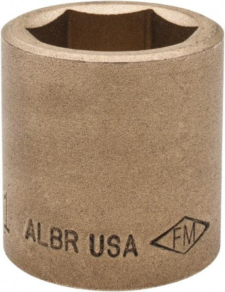 Ampco - 1", 1/2" Drive, Standard Hand Socket - 6 Points, 1-1/2" OAL, Aluminum Bronze - USA Tool & Supply