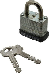 Master Lock - 1/2" Shackle Clearance, Keyed Alike Warded Cylinder Padlock - 3/16" Shackle Diam, Steel - USA Tool & Supply