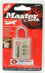 Master Lock - 3/4" Shackle Clearance, Keyed Different Luggage Lock Padlock - 1/8" Shackle Diam, Metal - USA Tool & Supply