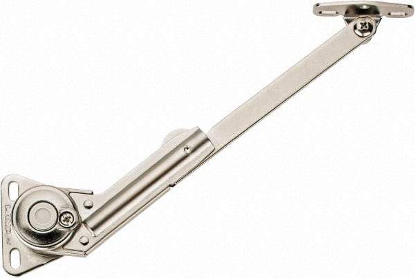Sugatsune - 8-1/2" OAL x 7/8" Wide, 60 Lb/Inch Capacity, Adjustable Soft Down Stay - Right Side, 5mm Mounting Hole Diam, 105° Max Opening, Nickel Plated Steel & Zinc Alloy - USA Tool & Supply