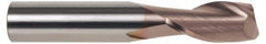 SGS - 1/8", 3/8" LOC, 1/8" Shank Diam, 1-1/2" OAL, 2 Flute, Solid Carbide Square End Mill - Single End, TiCN Finish, Spiral Flute, 30° Helix, Centercutting, Right Hand Cut, Right Hand Flute, Series 3 - USA Tool & Supply