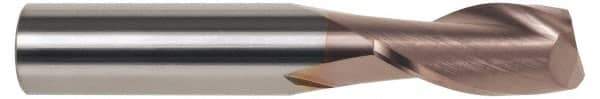 SGS - 1/32", 5/64" LOC, 1/8" Shank Diam, 1-1/2" OAL, 2 Flute, Solid Carbide Square End Mill - Single End, TiCN Finish, Spiral Flute, 30° Helix, Centercutting, Right Hand Cut, Right Hand Flute, Series 3 - USA Tool & Supply