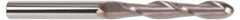 SGS - 1/2" Diam, 3" LOC, 2 Flute Solid Carbide Ball End Mill - TiCN Finish, Single End, 6" OAL, 1/2" Shank Diam, Spiral Flute - USA Tool & Supply